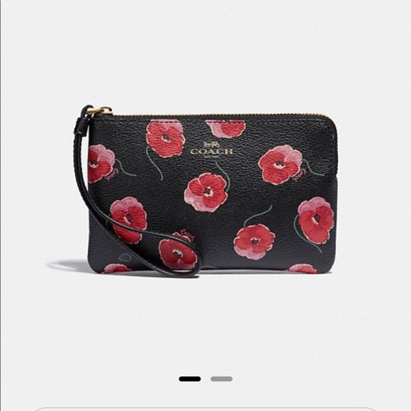 Coach Handbags - Authentic Coach poppy print wristlet black